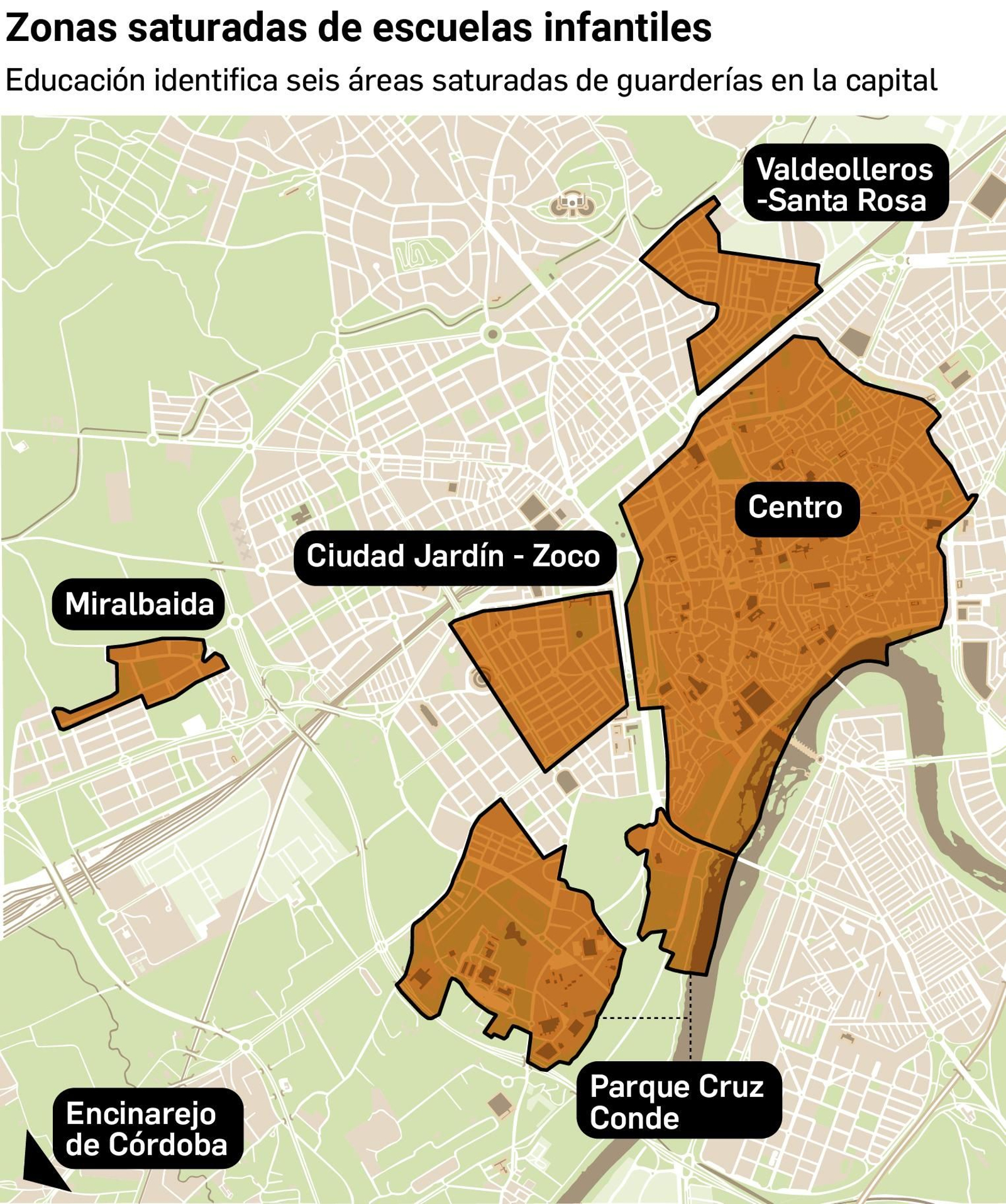 Zonas saturadas de escuelas infantiles en Córdoba capital.