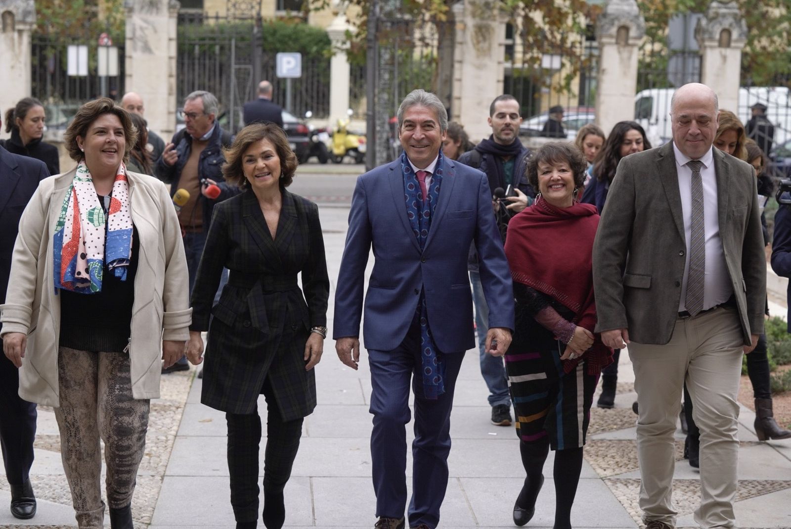 Carmen Calvo, a su llegada al Rectorado de la UCO.