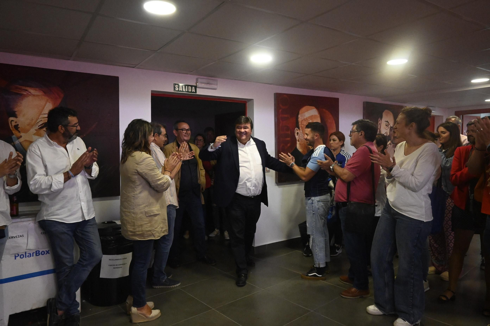 Imágenes del PSOE tras las elecciones municipales en Huelva