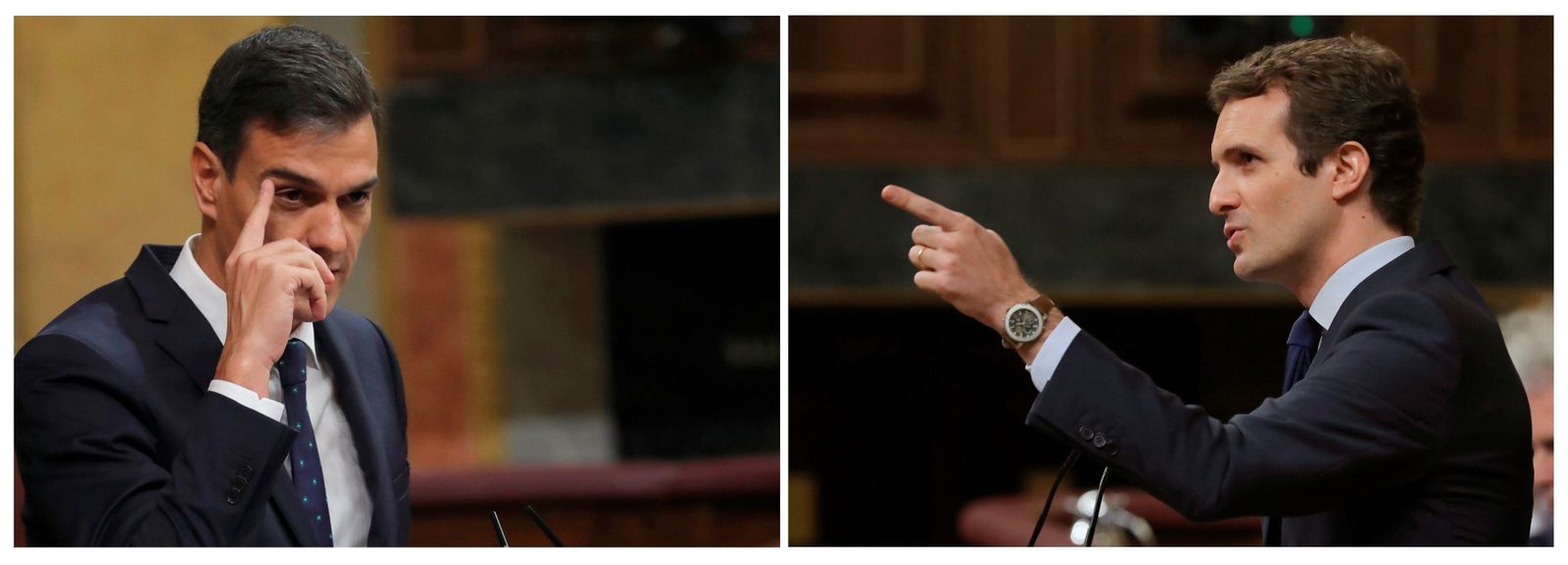 Sánchez y Casado, en el Congreso de los diputados.