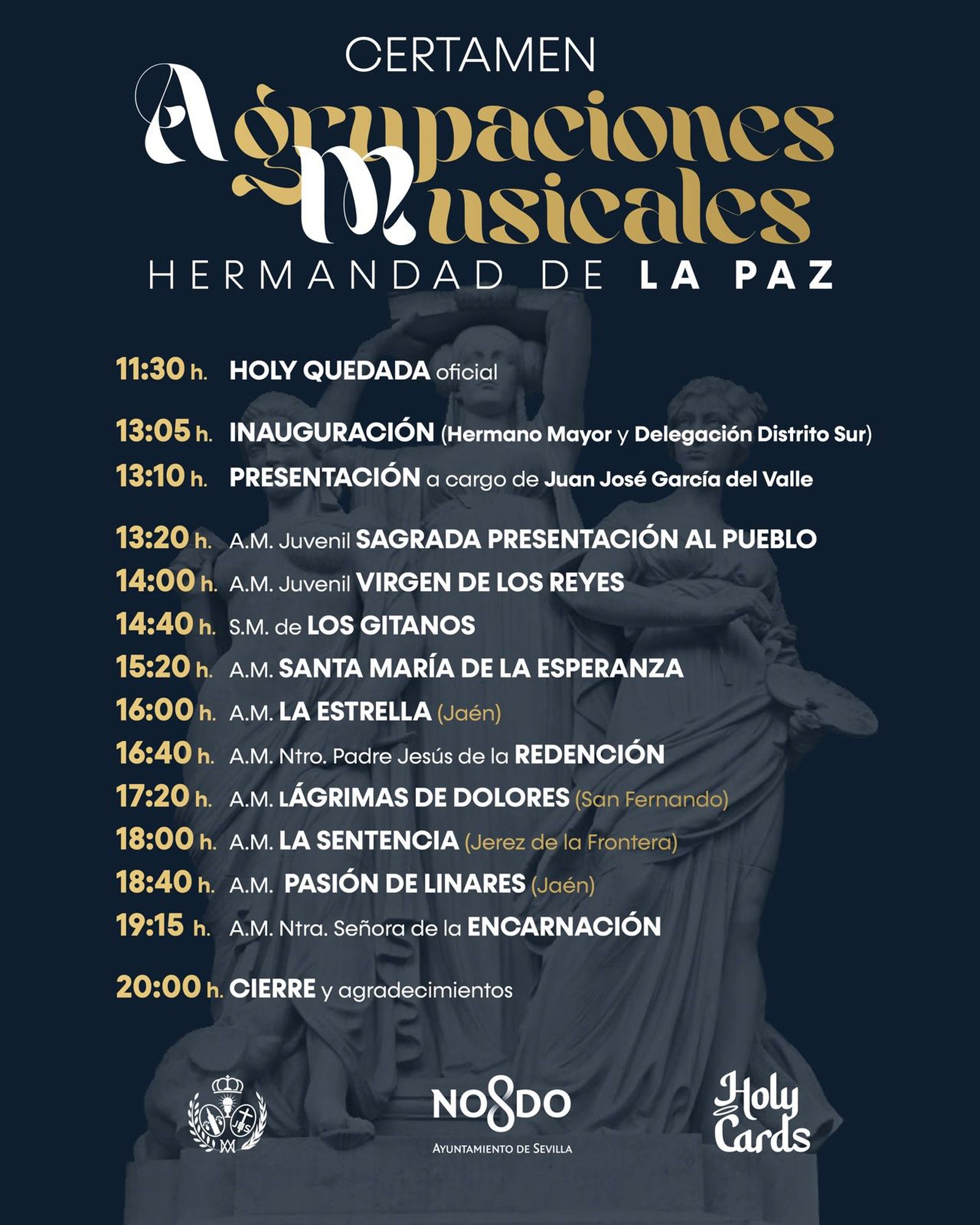 Cartel con las bandas participantes y el horario de inicio.