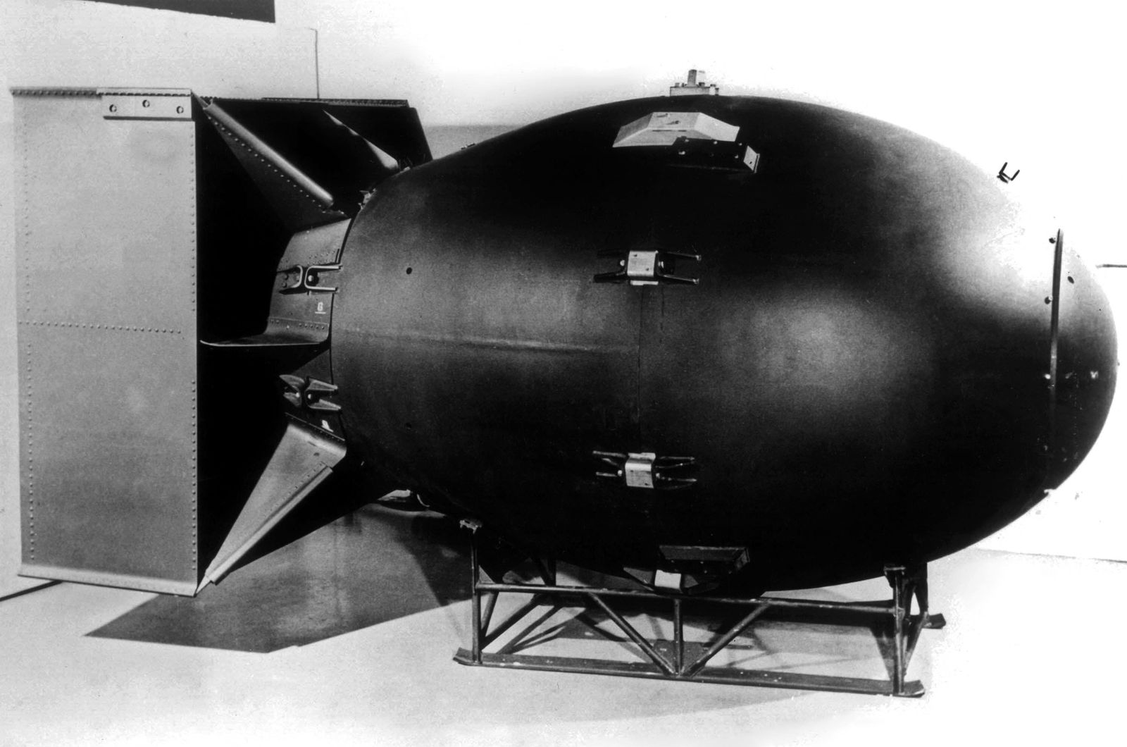 Detalle de la segunda bomba atómica, 'Fat Man', lanzada en la ciudad japonesa de Nagasaki.