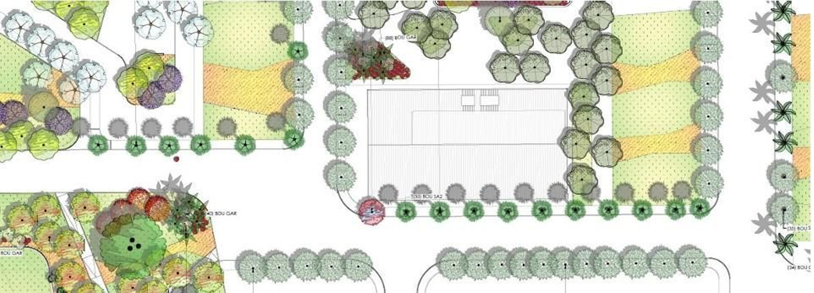 Disposición del arbolado y vegetación en los paseos interiores del parque de La Magdalena, en San Fernando