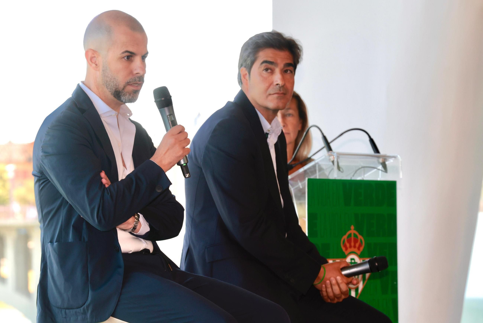 Manu Fajardo y Ángel Haro, en su comparecencia ante los medios en Abades Triana.