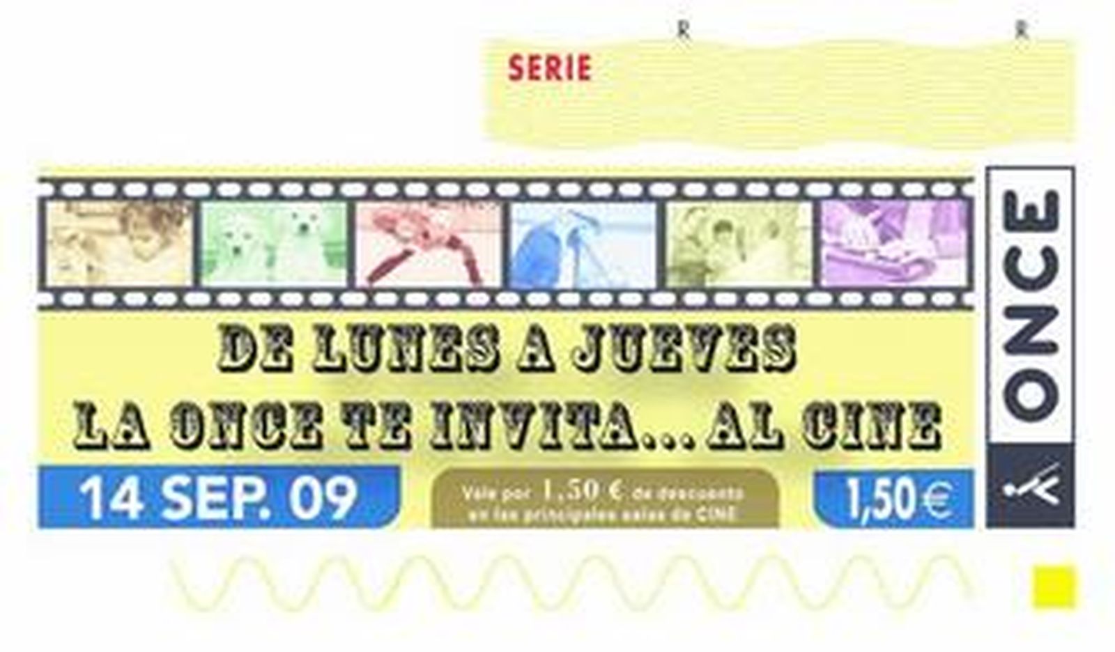 Imagen del cupón de la ONCE que a partir del lunes ofrece descuentos para ir al cine.