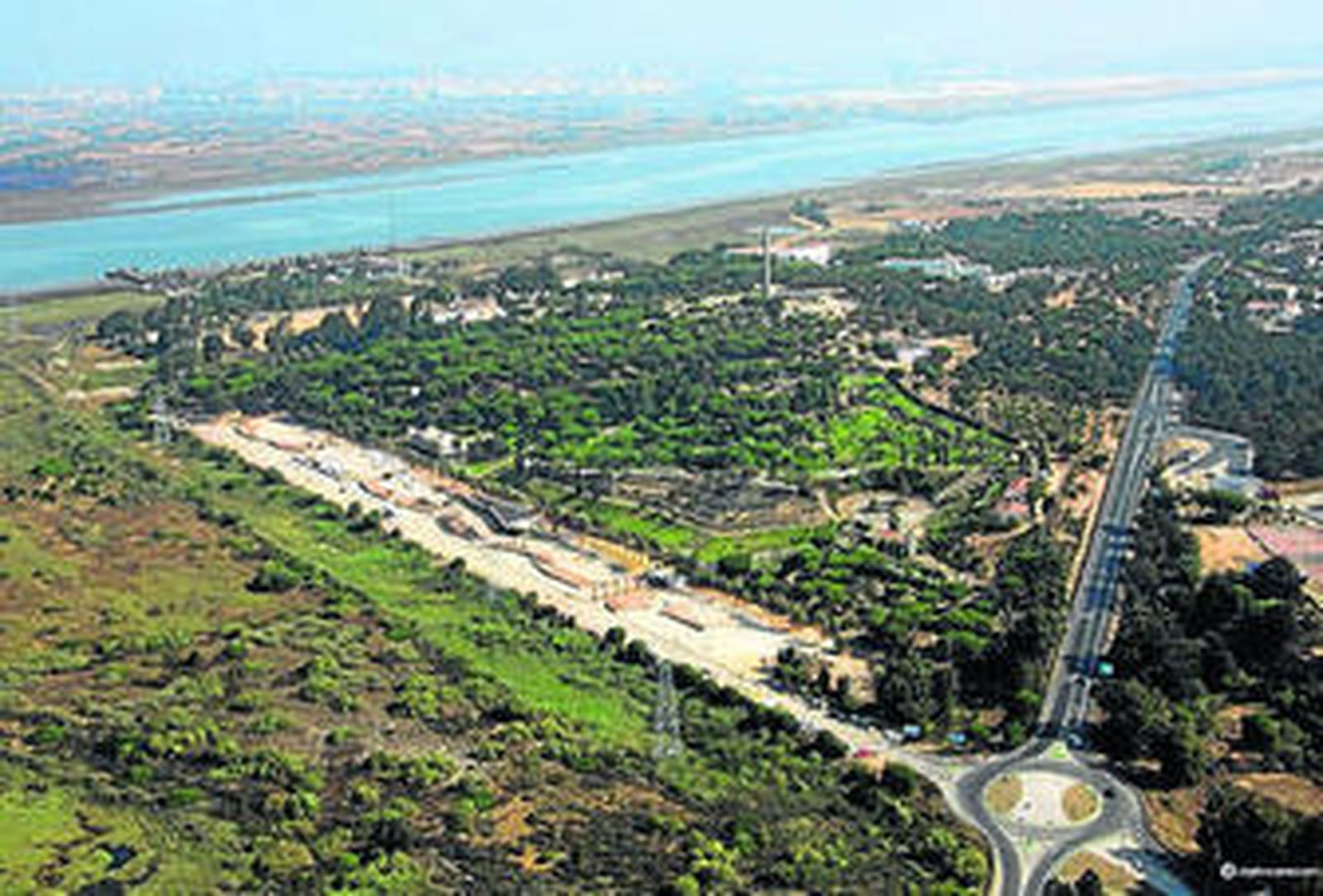 Vista aérea de los trabajos que se están llevando a cabo en La Rábida.