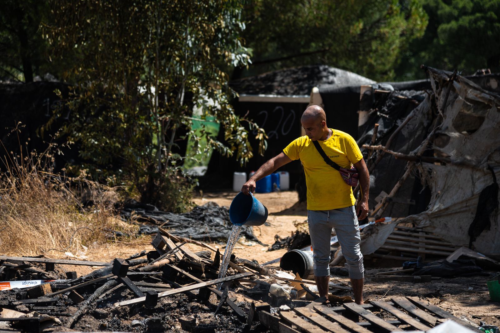 Imágenes del incendio del poblado chabolista de Lucena del Puerto