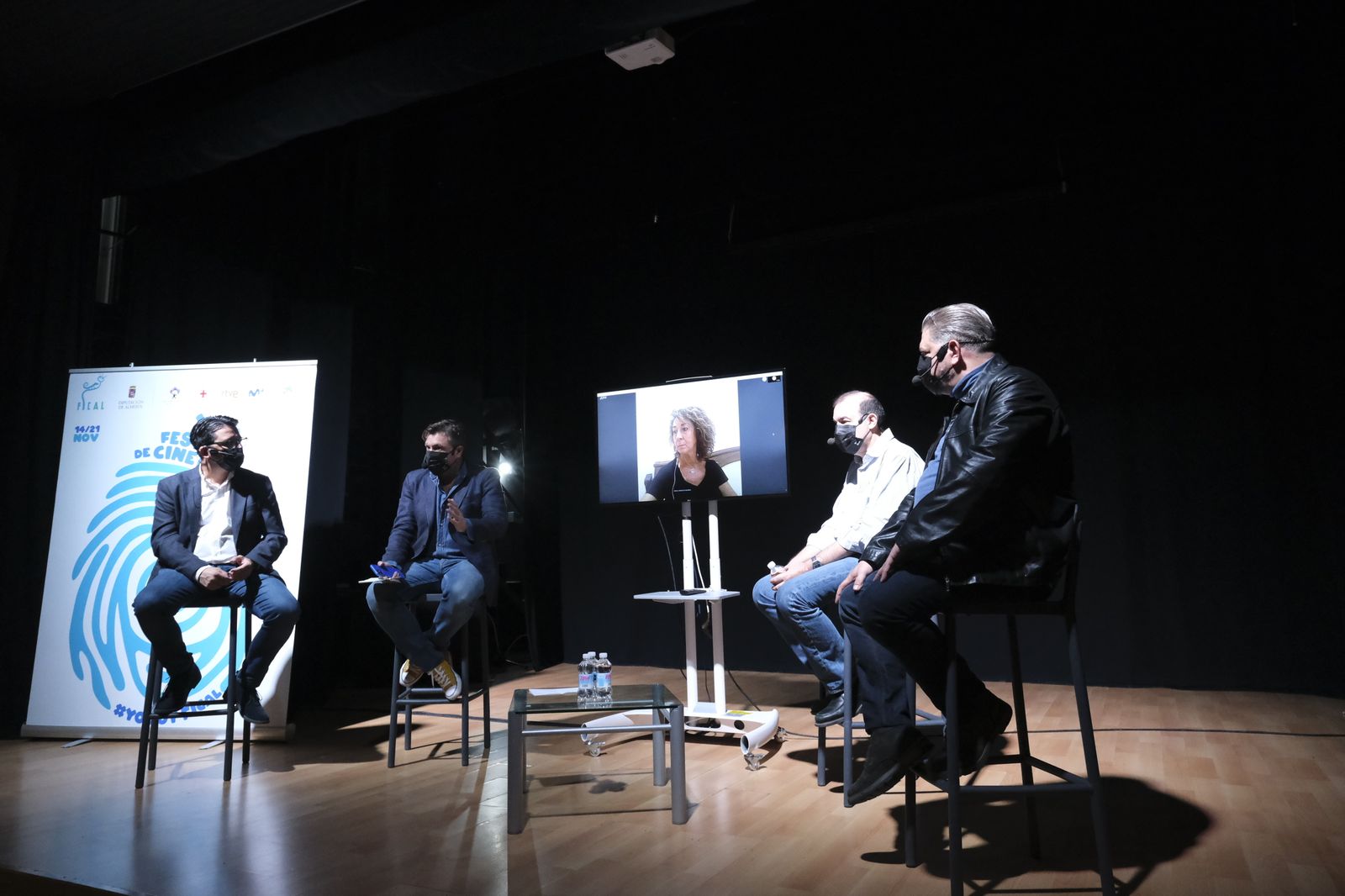 Manuel Guzmán, Tirso Calero, Enrique Iznaola y Diego Cruz en la Escuela Municipal de Música.