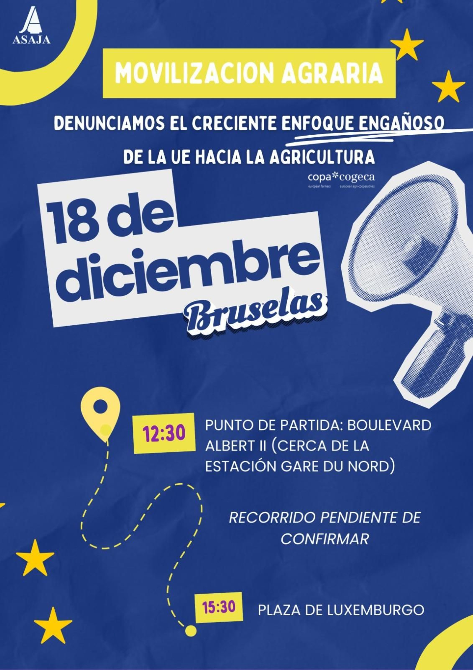 Cartel de la convocatoria de la manifestación en Bruselas.