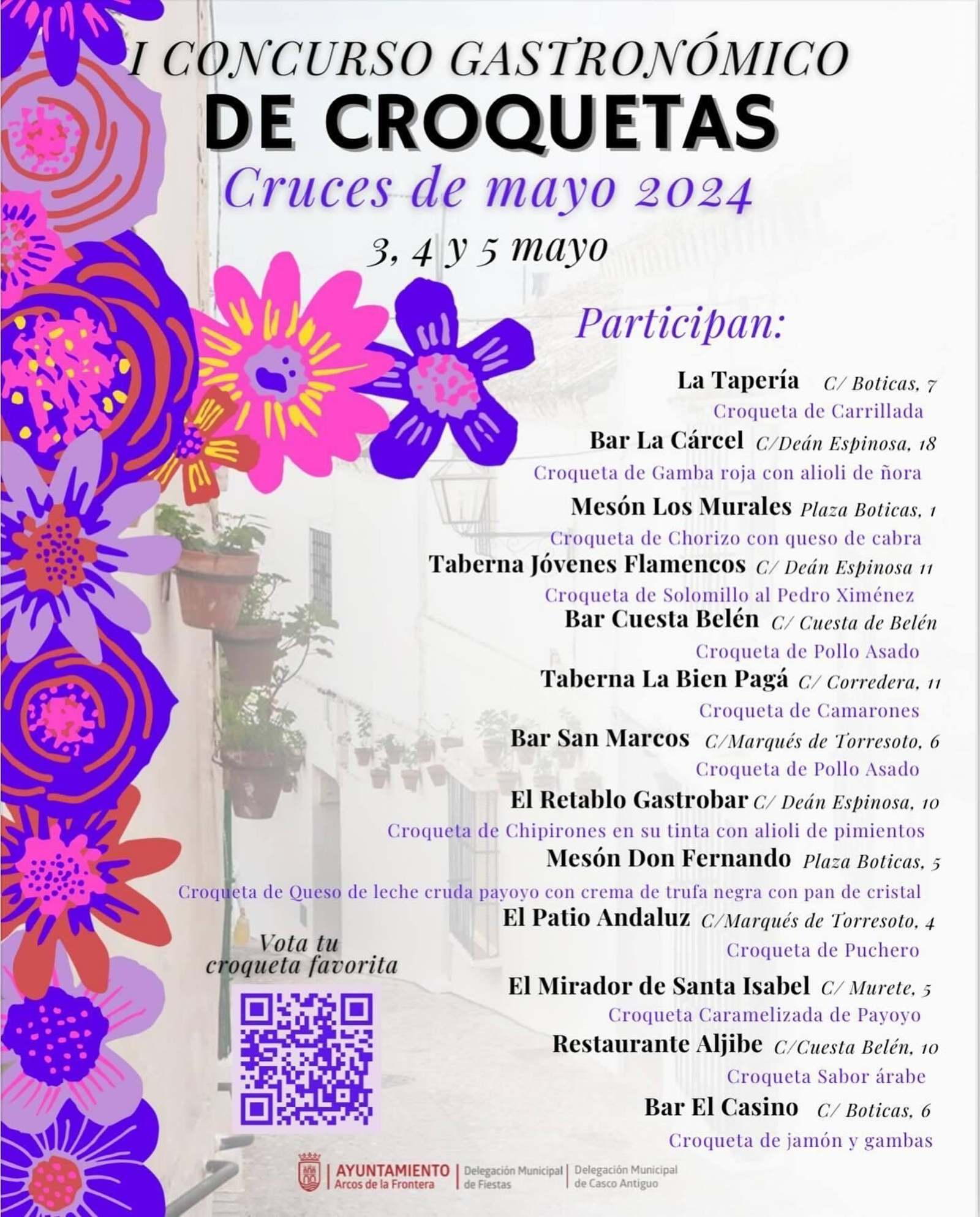 Cartel del I Concurso de Croquetas Cruces de Mayo, en 2024, en Arcos.