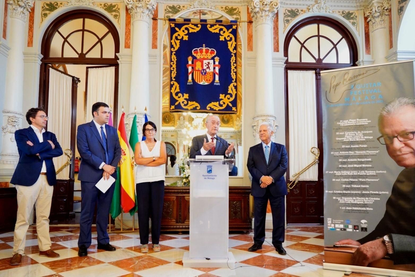 Francisco de la Torre, Mariana Pineda, Emilia Garrido, Pepe Romero y Vicente Coves durante la presentación del festival