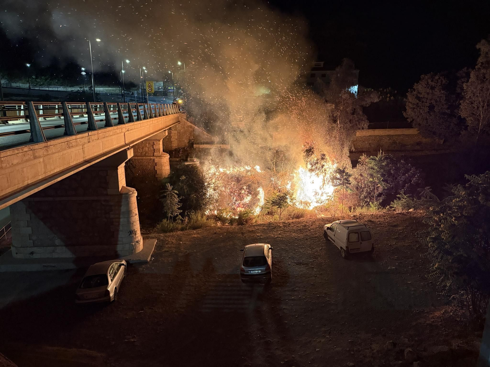 Un momento del incendio en Órgiva