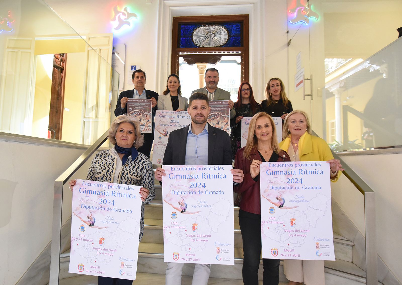 Los alcaldes de Loja, Motril y Vegas del Genil  junto al diputado de deportes Eric Escobedo.