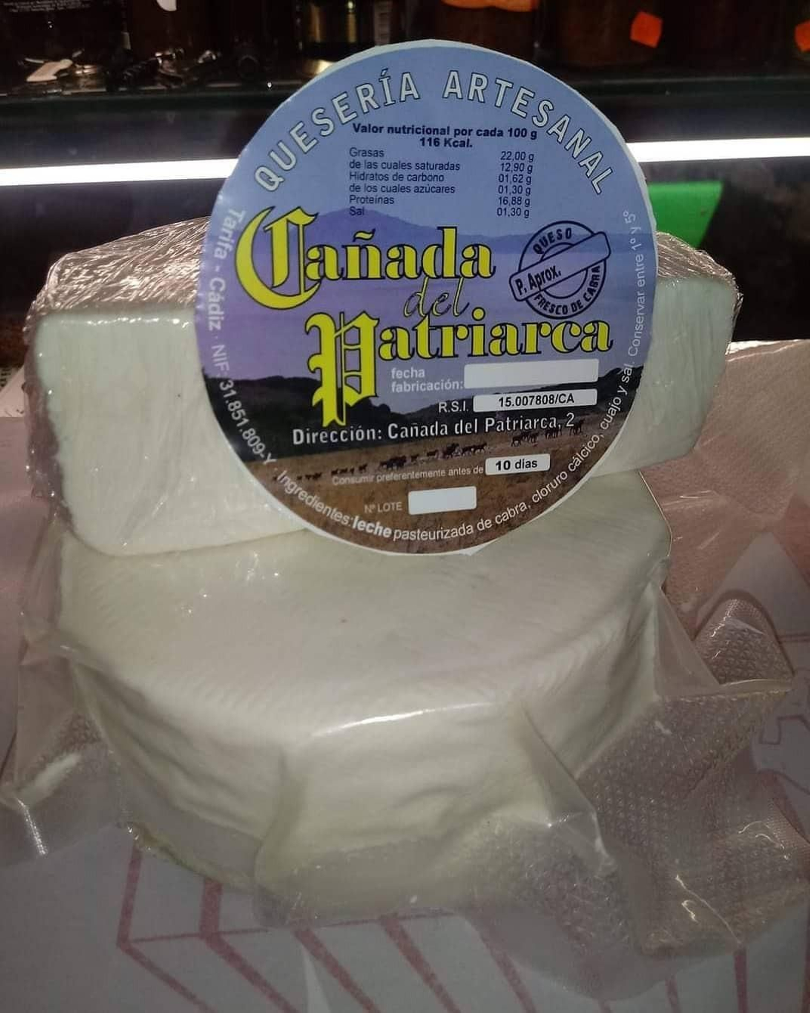 Queso de la Quesería Artesanal Cañada del Patriarca.