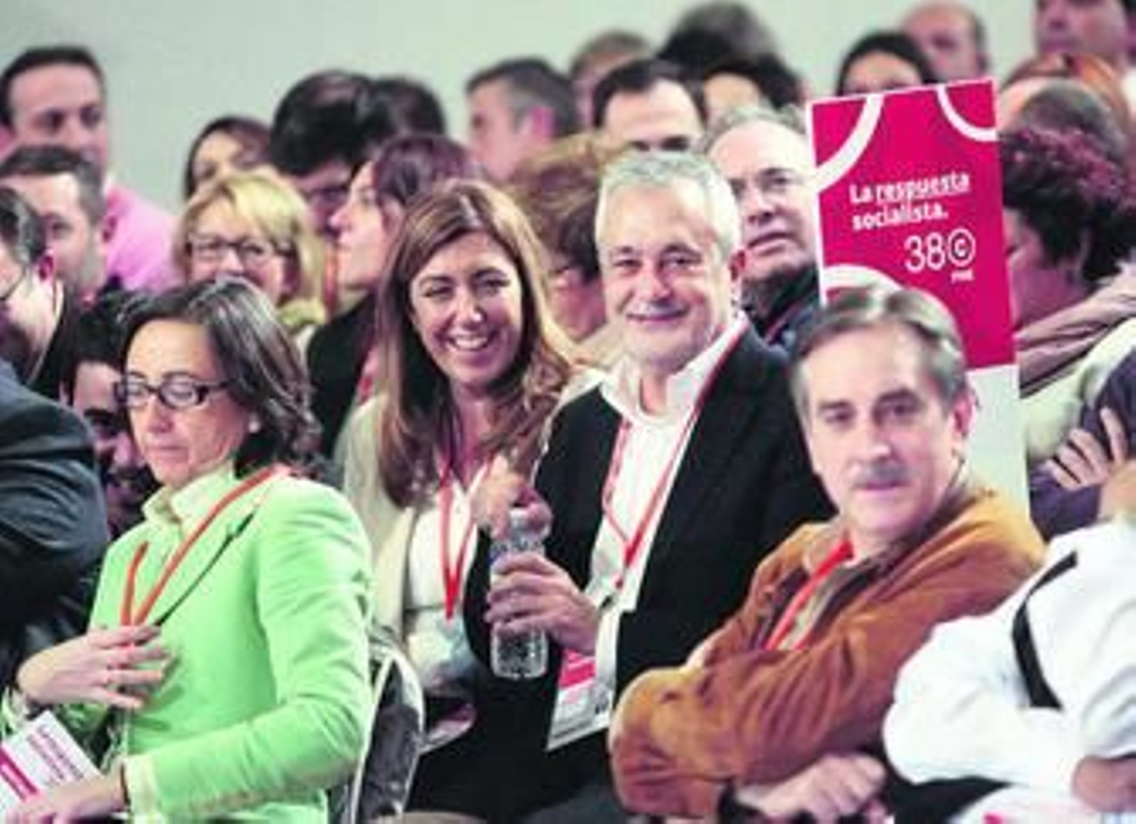 Rosa Aguilar, Susana Díaz, José Antonio Griñán y Valeriano Gómez, ayer en el 38º Congreso.