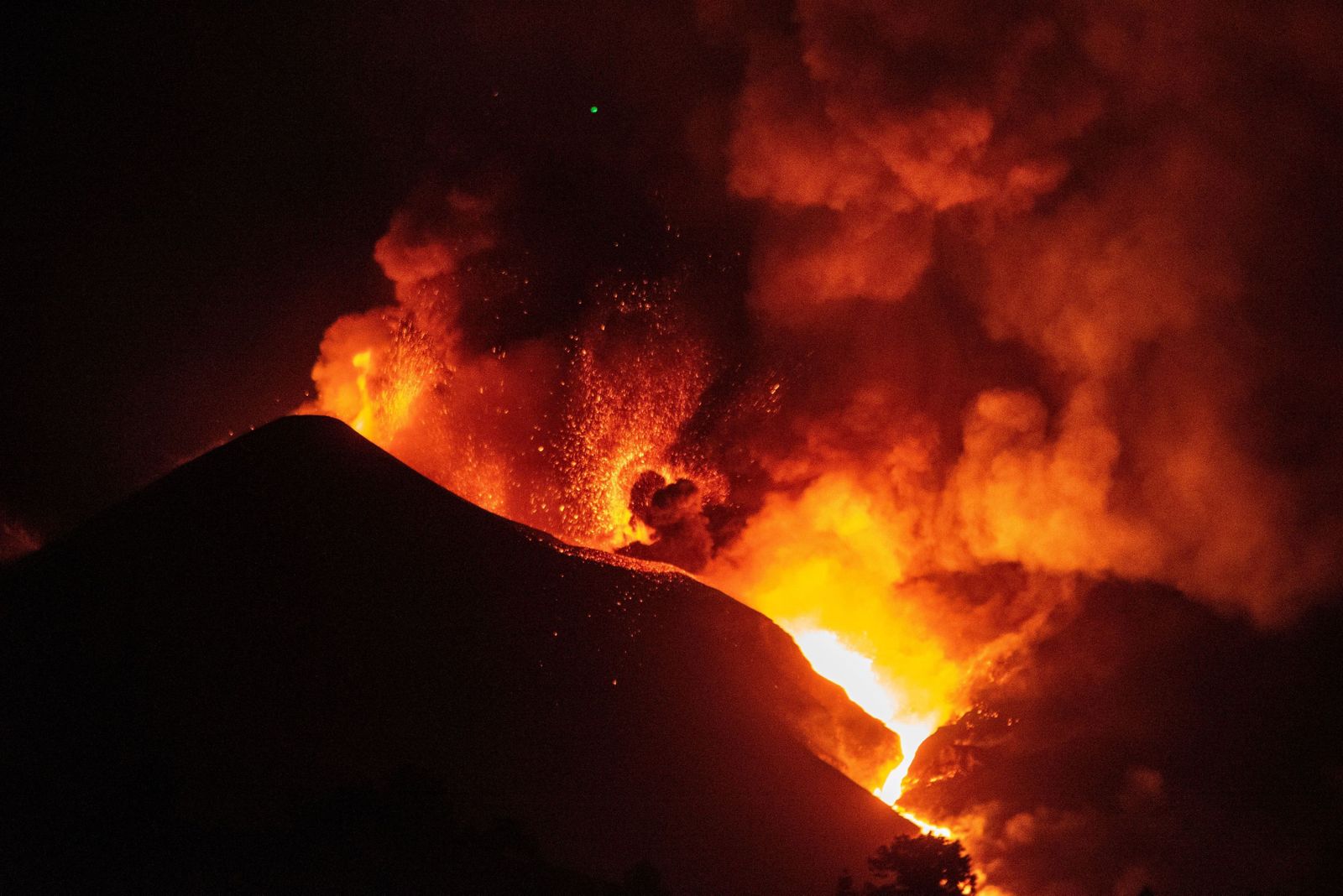 Cumbre vieja en erupción.