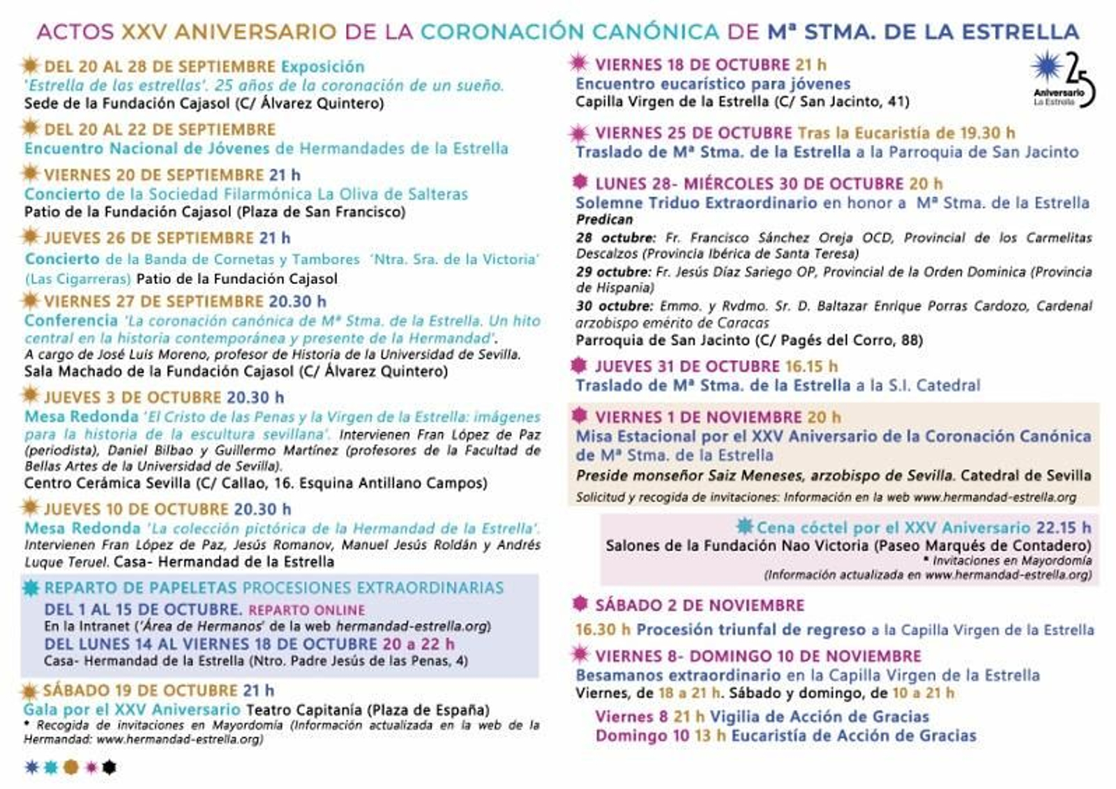 Todo el programa de actos y cultos