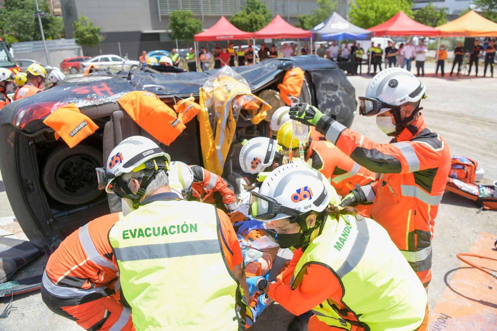 Simulacro de accidente de tráfico.