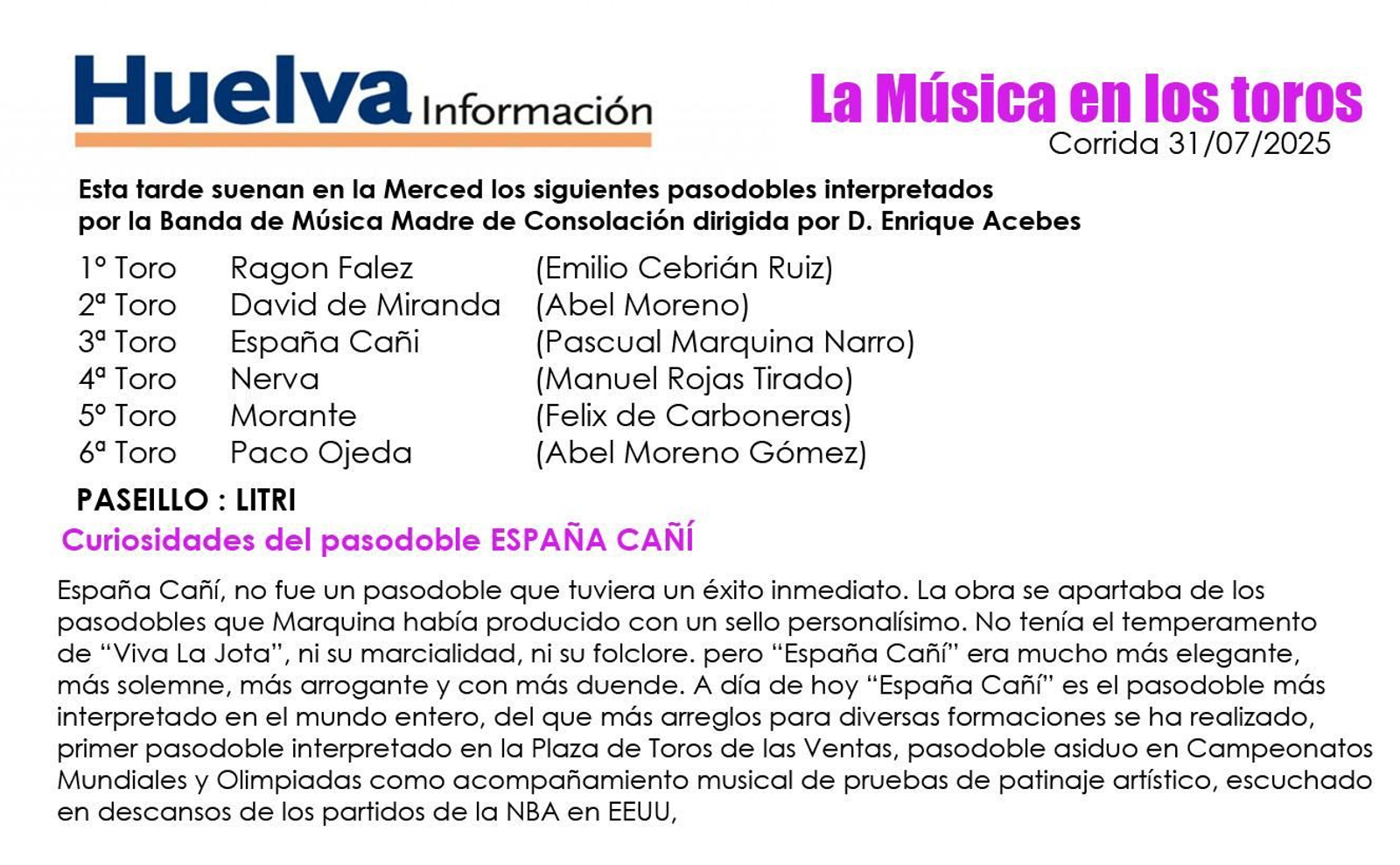 la musica en los toros la musica en los toros