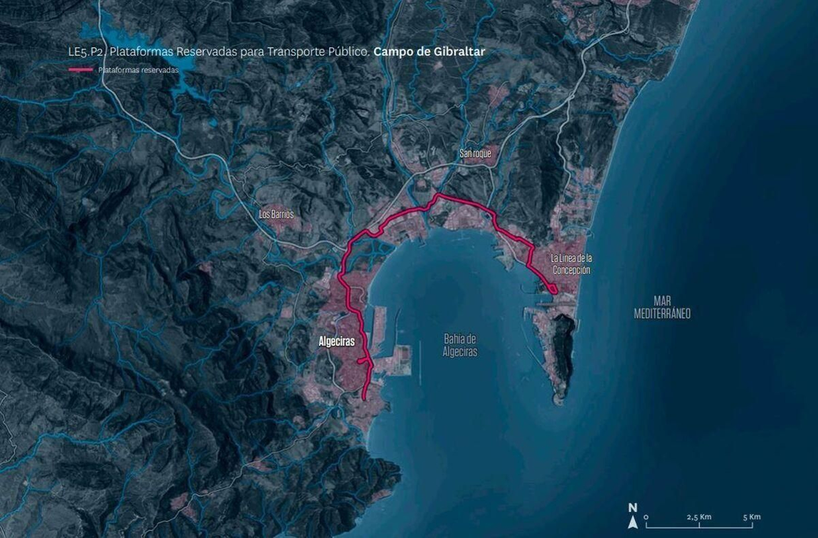El proyecto prevé que el bus rapid eléctrico recorra la Bahía de Algeciras El proyecto prevé que el bus rapid eléctrico recorra la Bahía de Algeciras