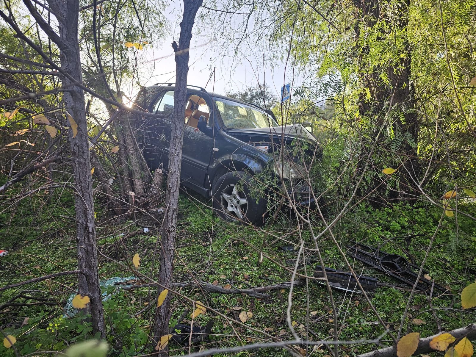 El coche siniestrado en el accidente de San Juan de Aznalfarache.