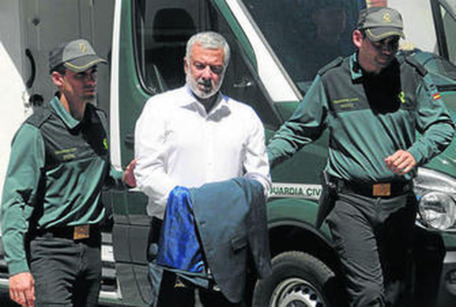 El actor Adolfo Fernández, que da vida a Bornay, durante el rodaje en la prisión segoviana.