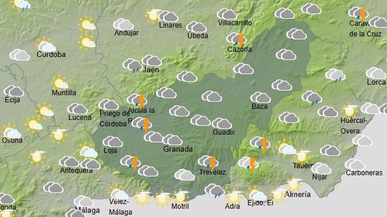 El Tiempo en Granada el 9 de marzo de 2026
