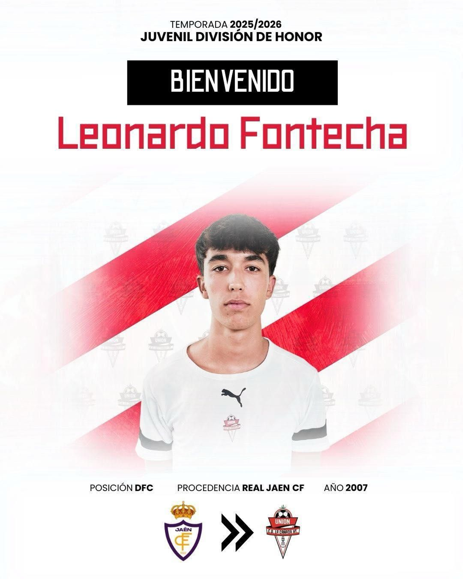 Cartel con el que los cañaeros anunciaban la incorporación del jienense Leonardo Fontecha para esta nueva temporada.