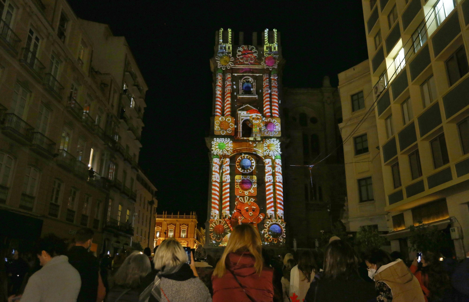 Uno de los momentos del video mapping en la Catedral de Málaga.