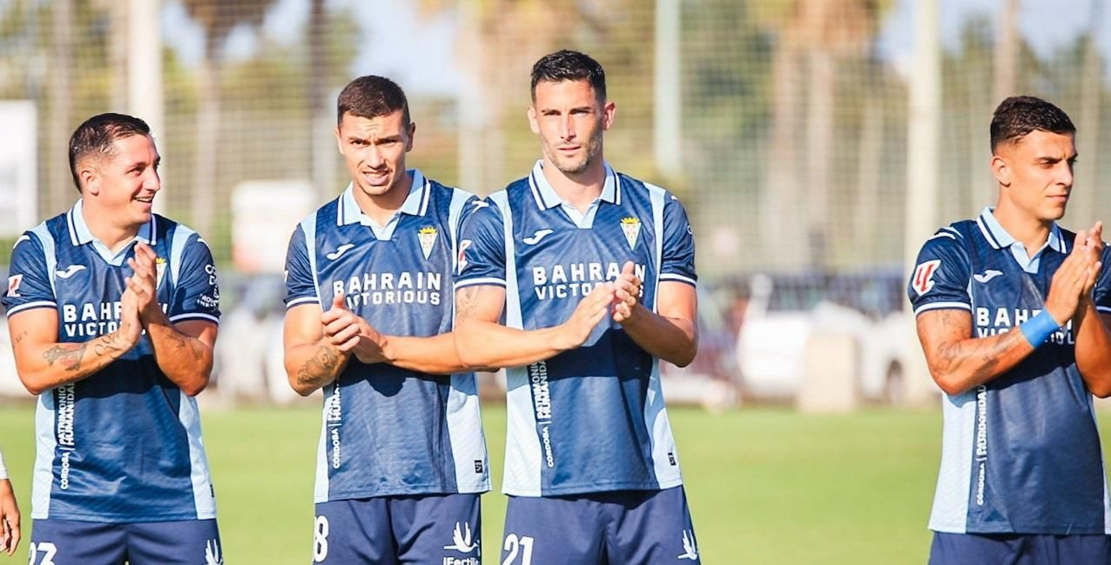 Carracedo, Adri Fuentes, Albarrán y Alcedo, antes de un partido de pretemporada.