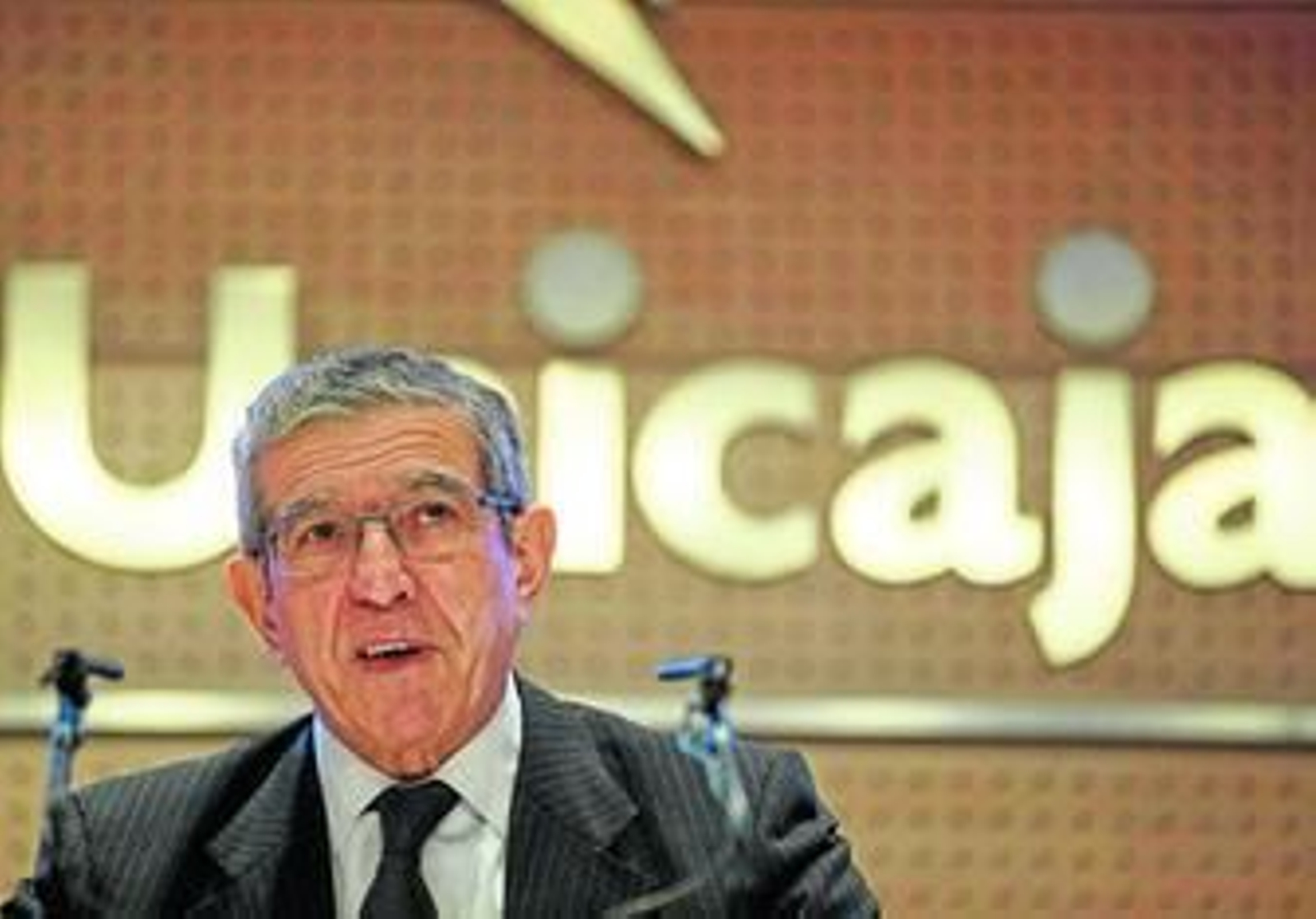 El presidente de Unicaja, Braulio Medel, durante la última presentación de los resultados de la entidad.