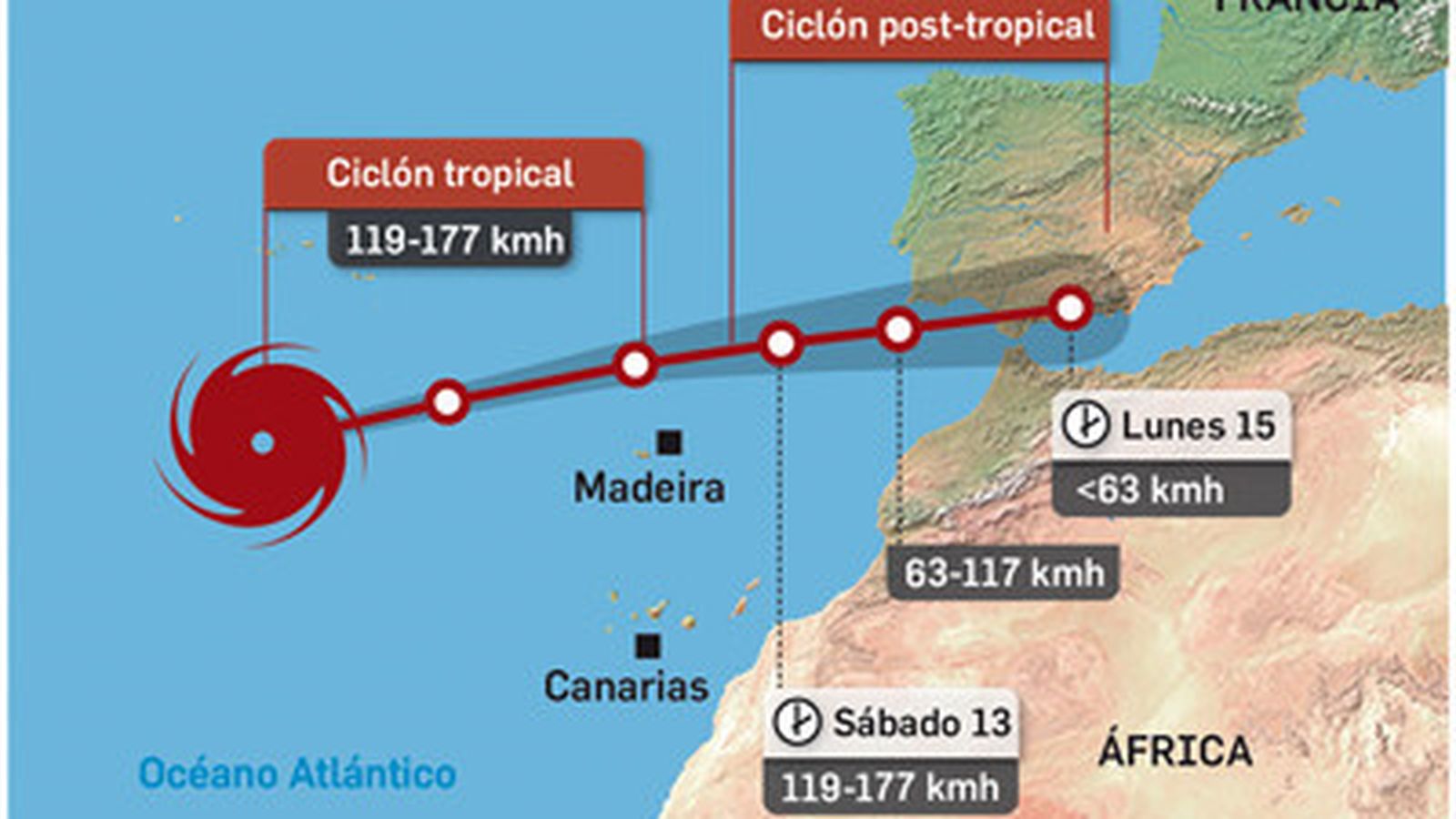Leslie amenaza a Andalucía.