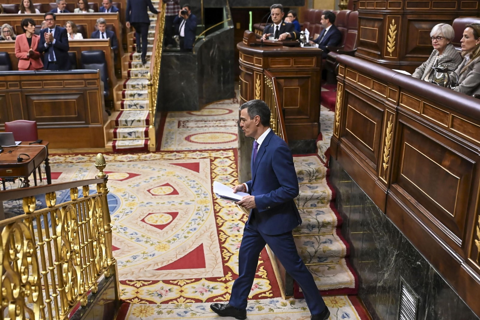El presidente del Gobierno, Pedro Sánchez, en la sesión de control en el Congreso este miércoles.