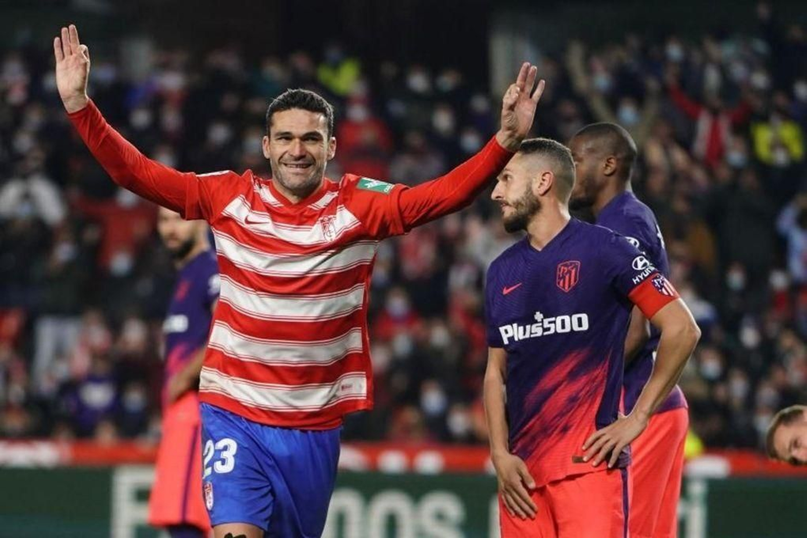 Jorge Molina celebra el gol que le marcó ese día al Atlético de Madrid