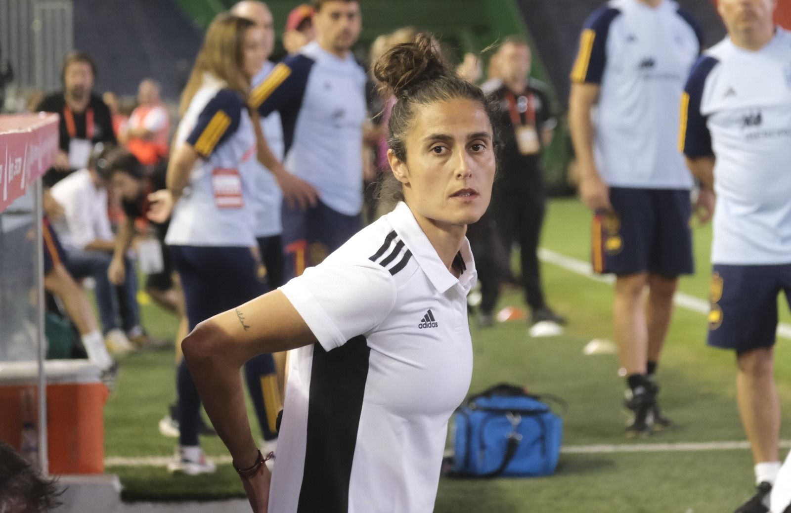 Montse Tomé durante el encuentro ante Suiza en El Arcángel.