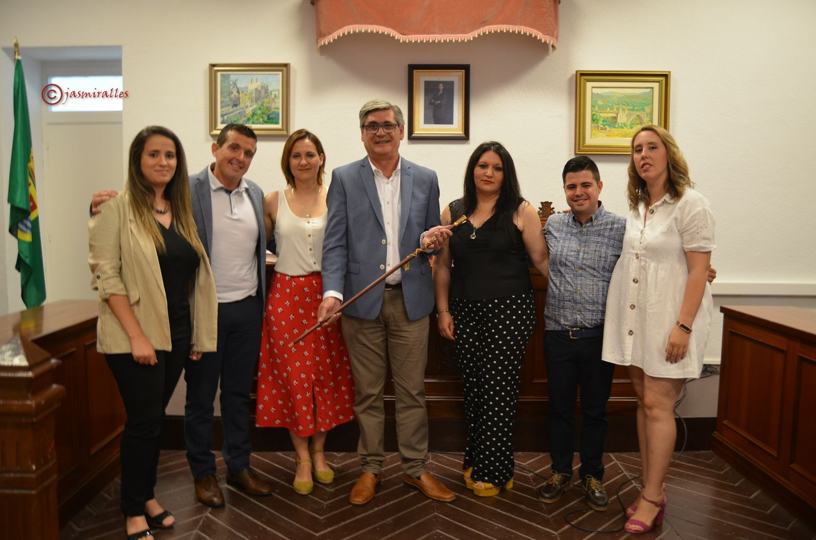 Juan Manuel López, junto al grueso de los concejales socialistas en el plenario pechinero.