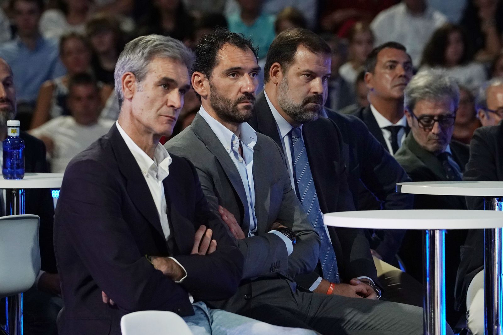 Antonio Martín, presidente de la ACB, junto a sus homólogos Jorge Garbajosa (FEB) y Alfonso Reyes (ABP).