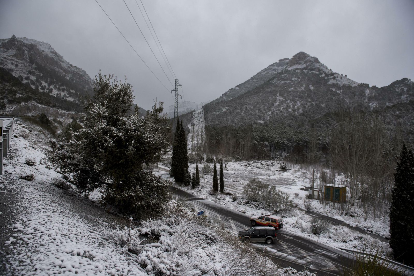 Imágenes de las carreteras cortadas en Granada por la borrasca Gloria