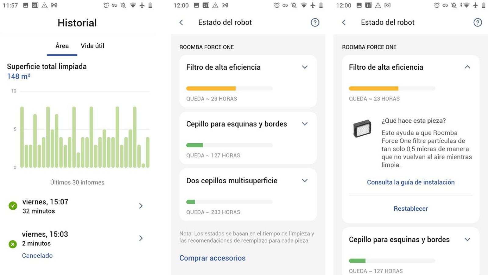 Aplicación de iRobot para la Roomba j7+