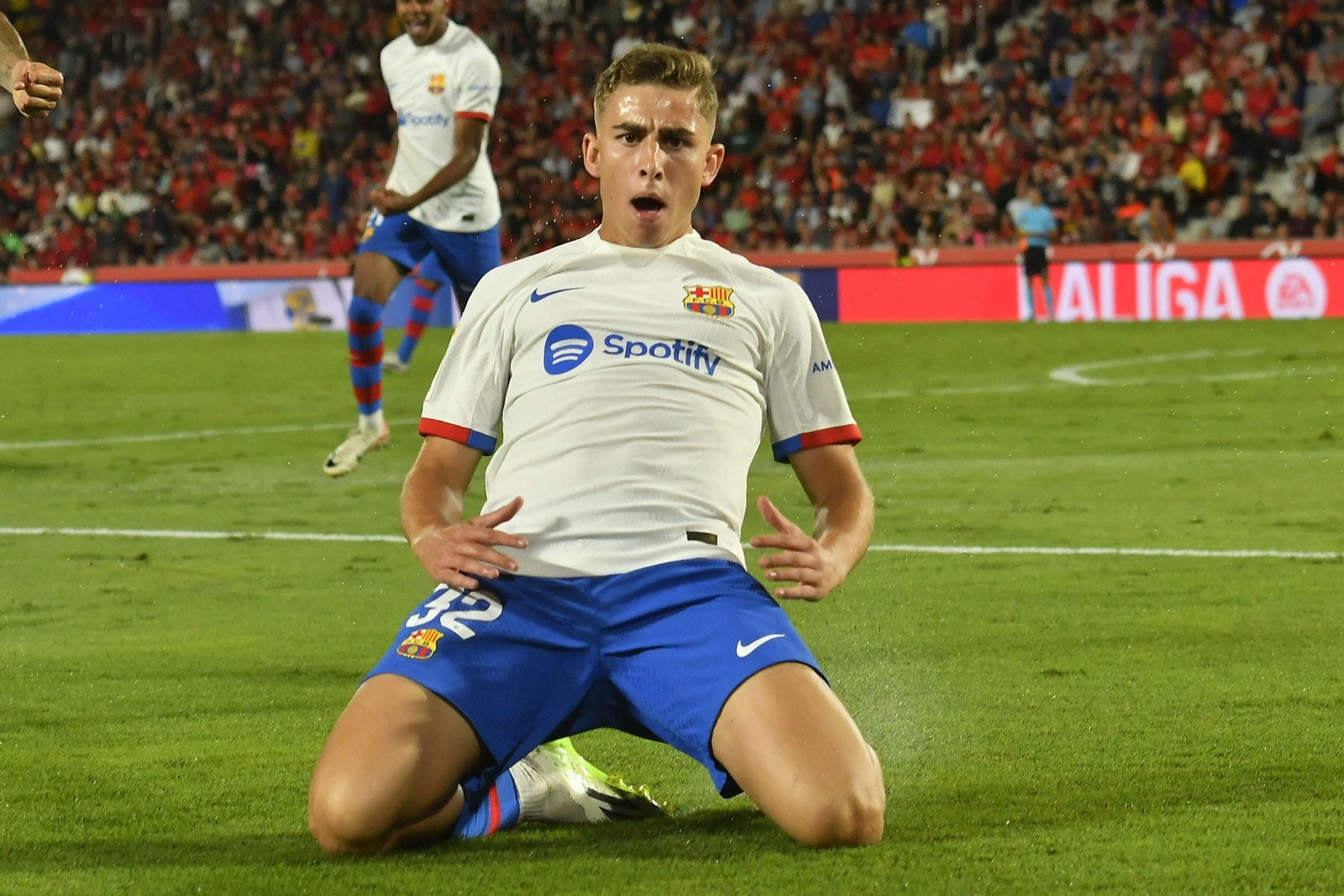 Fermín celebra su gol al Mallorca.