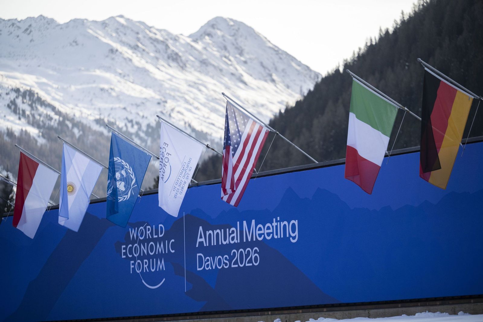 Acceso al World Economic Forum, en Davos, en Suiza.