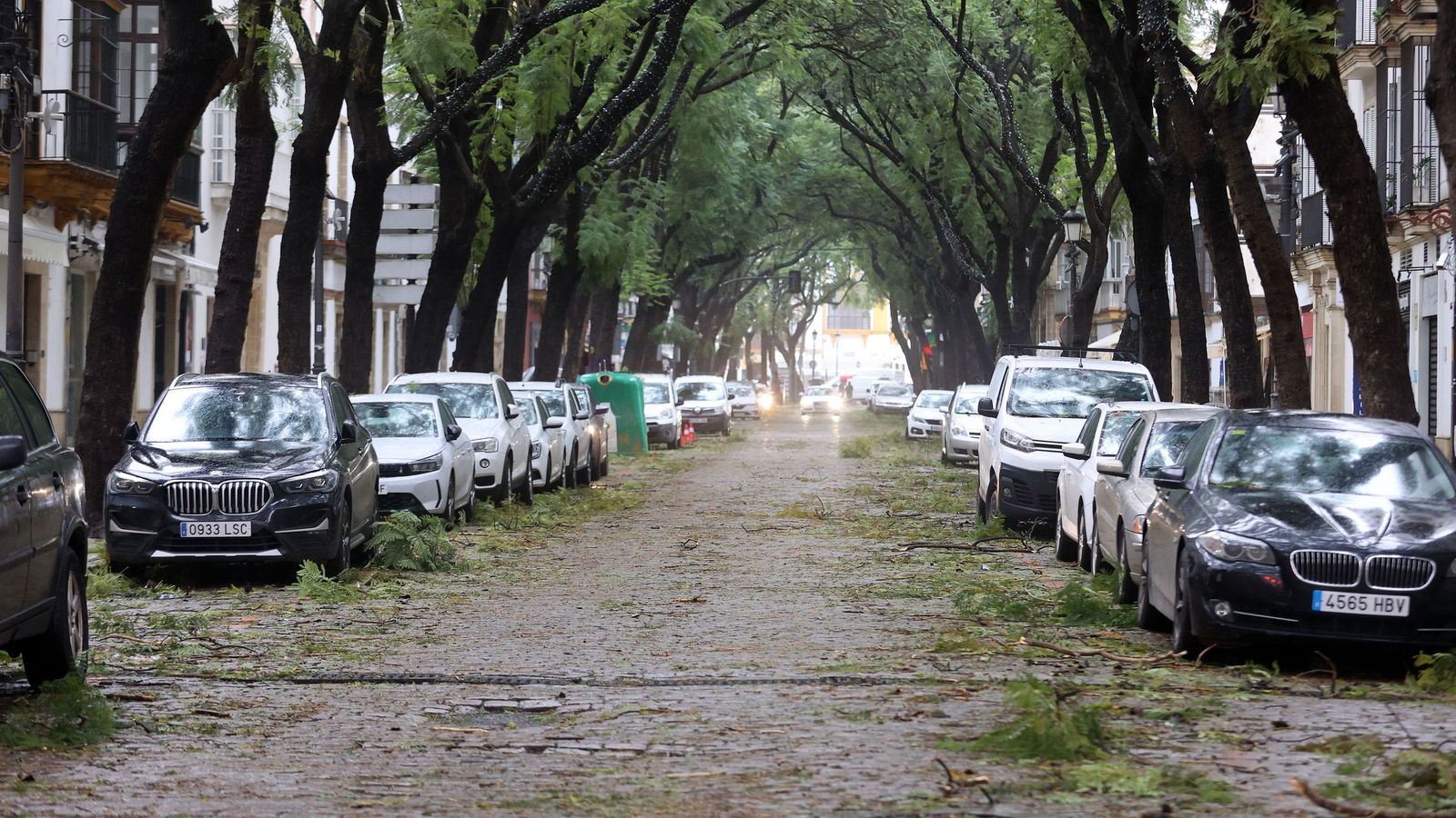 Imágenes del paso de la borrasca Kristin por el centro de Jerez