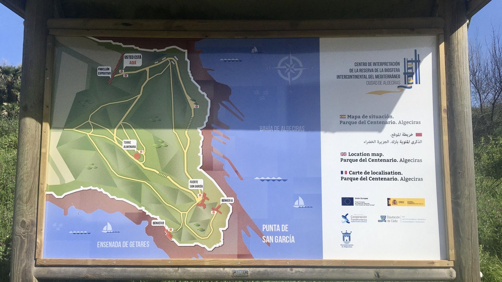 Panel informativo a la entrada del Parque