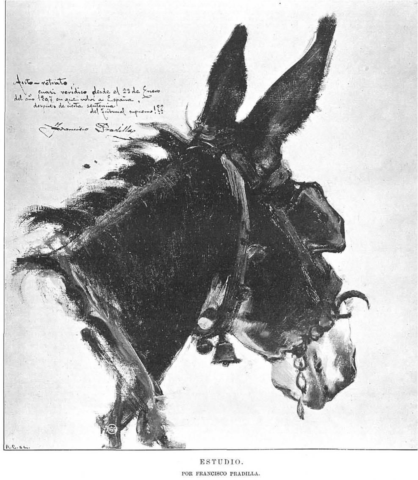 Estudio. Autorretrato irónico de Pradilla