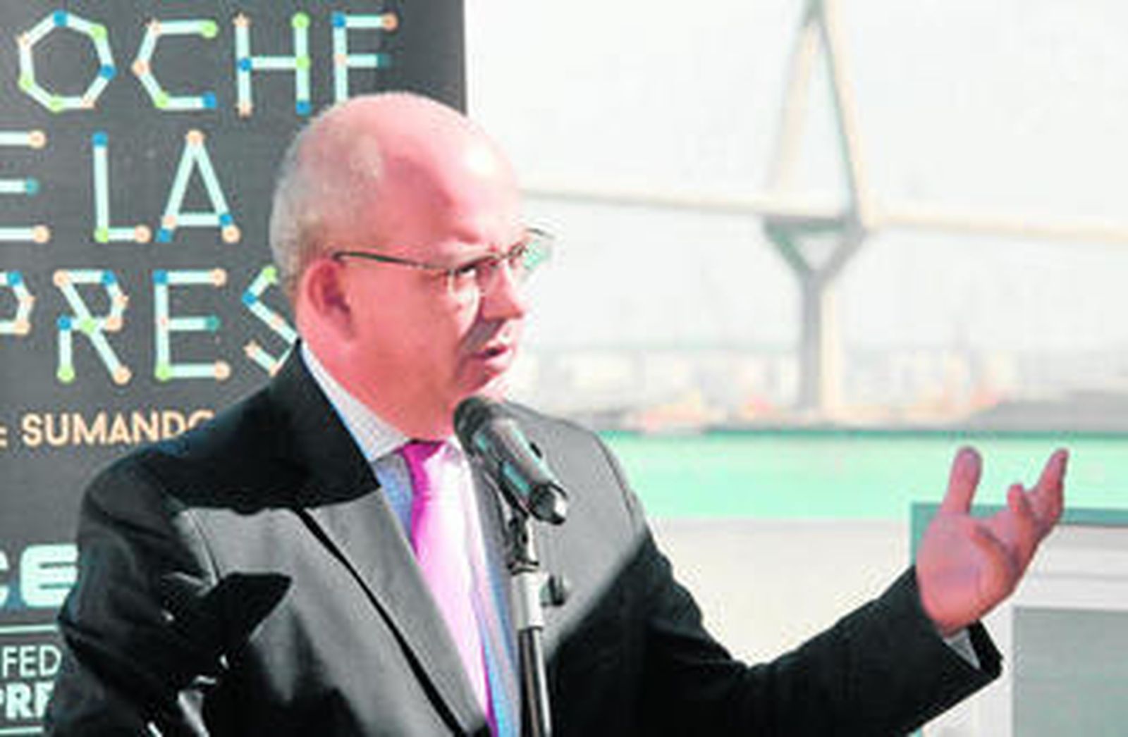 Javier Sánchez Rojas, durante la presentación de los galardonados en la I Noche de la Empresa.