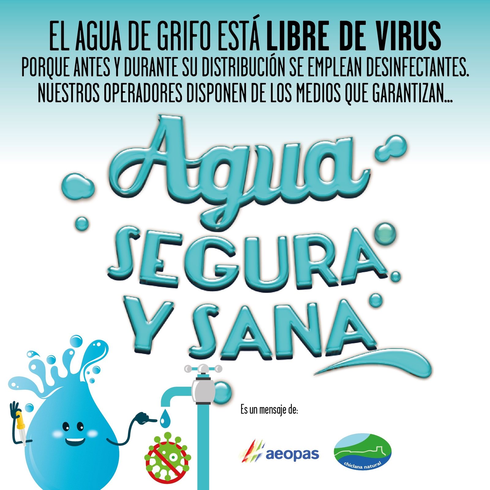 Campaña de publicidad que garantiza el consumo del agua del grifo.