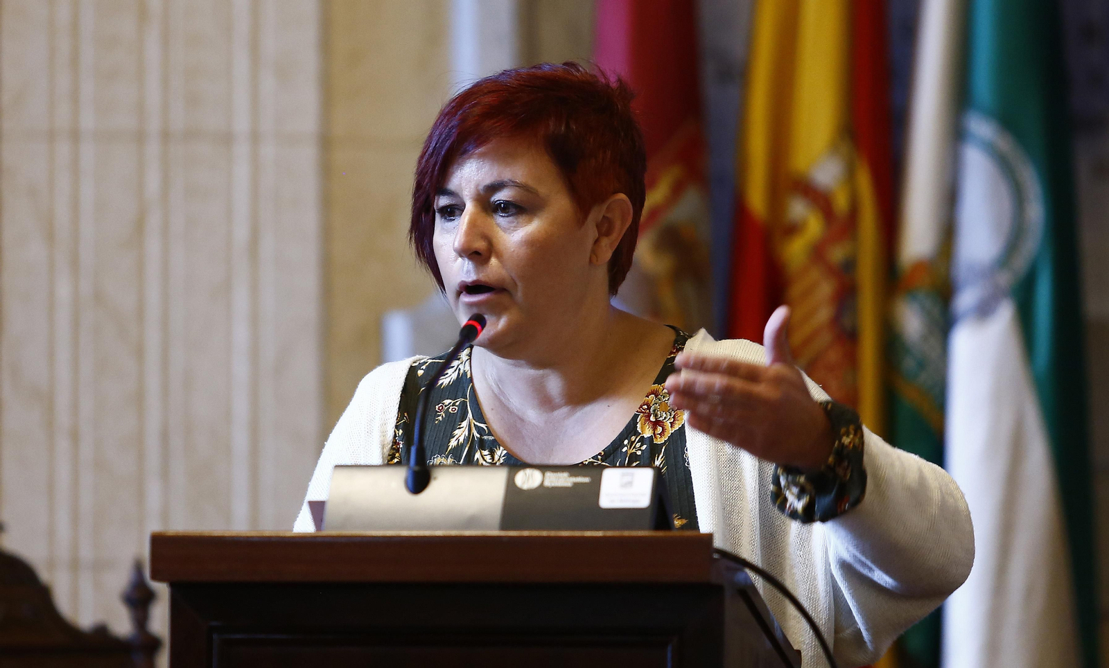 Paqui Macías durante el debate por el estado de la ciudad.