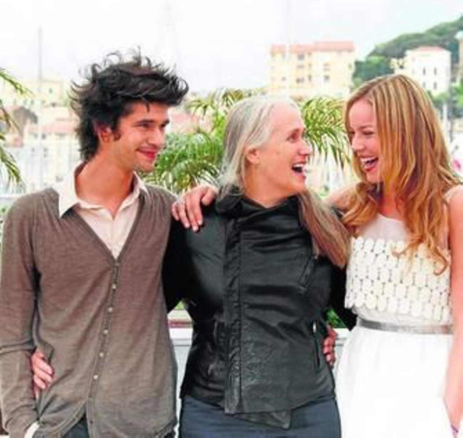 Ben Wishaw, la directora de 'Bright star', Jane Campion, y Abbie Cornish.