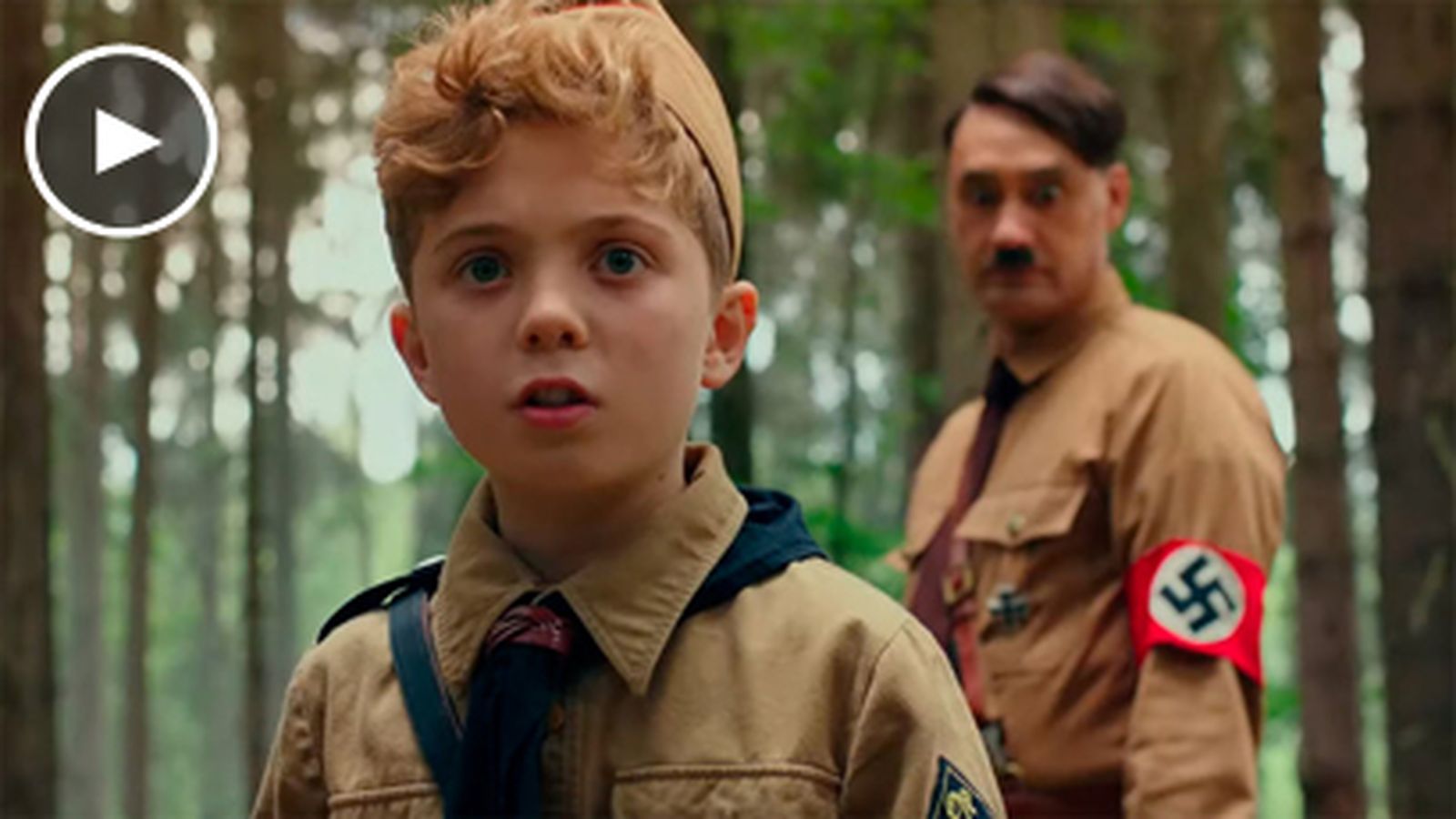 Los protagonistas de 'Jojo Rabbit'.