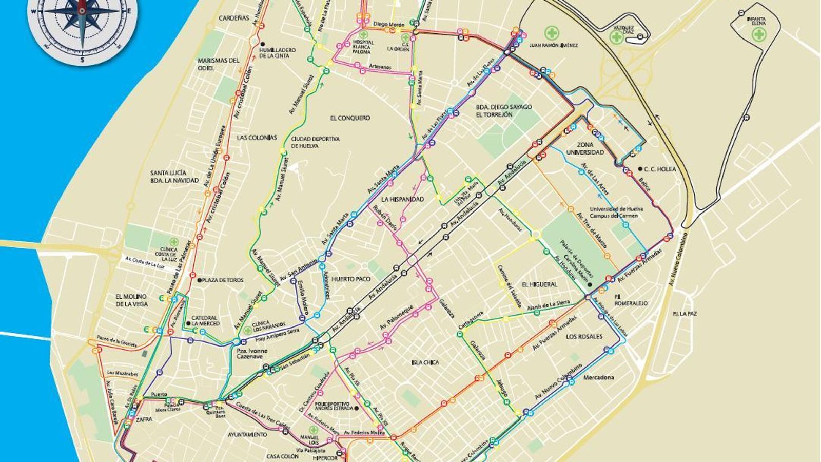 Mapa de las líneas de Emtusa